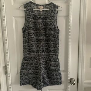 Loft black and white button up romper, size XS